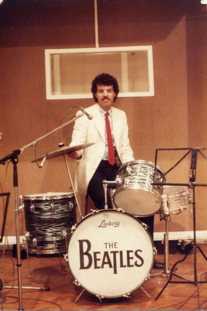 Andy Owen on Ringo's drum kit.